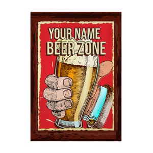 Personalisierte Beer Zone - A4 Metallschild - Rahmenoptionen verfügbar