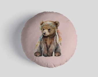 Watercolour Bear 14" Round Throw Cushion