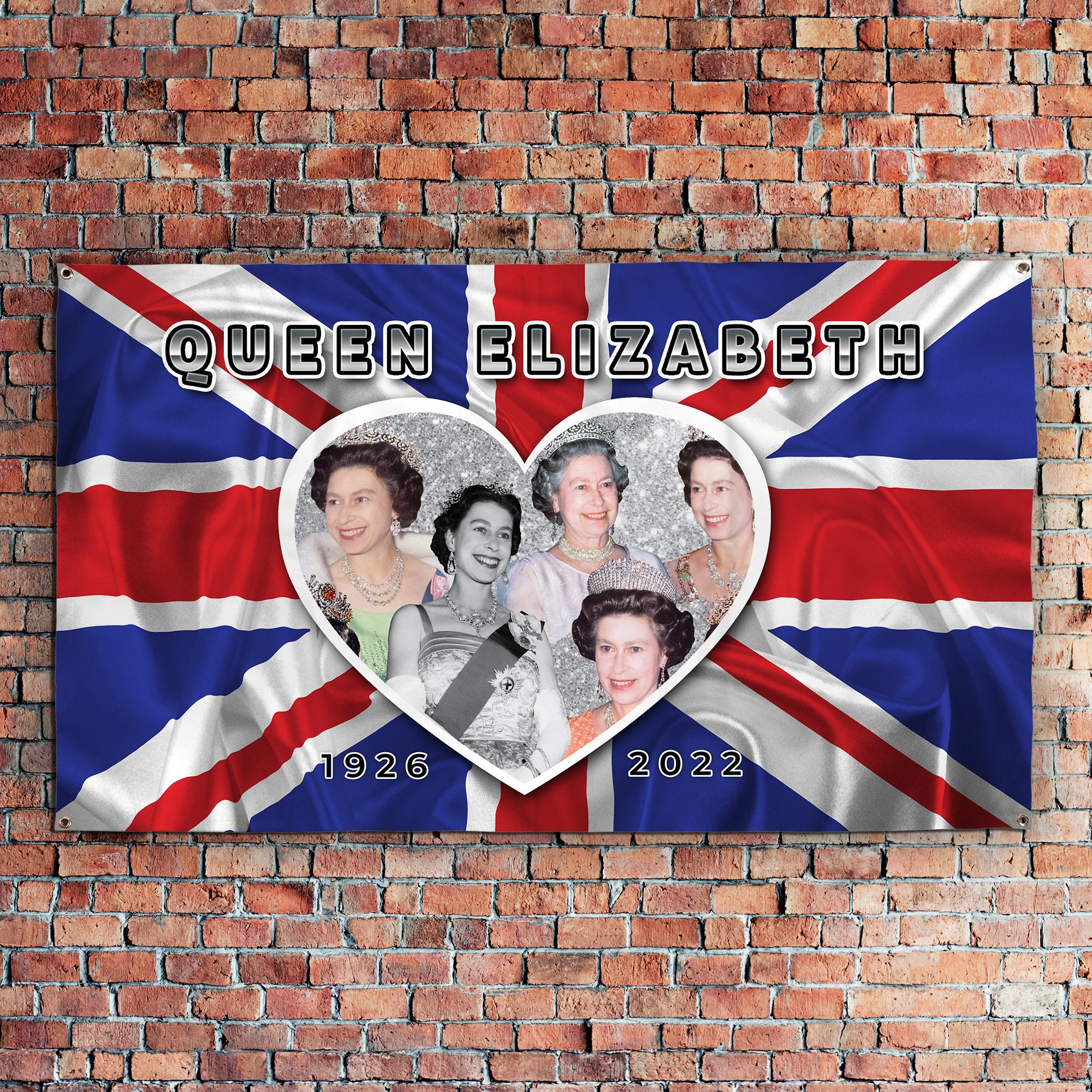 Queen Elizabeth II Commemorative - Queen Love Heart - Banner