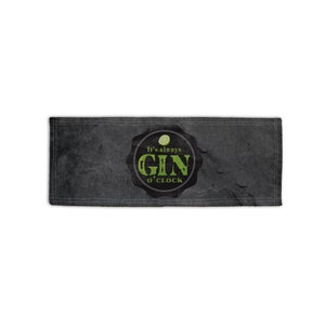 May include: Black and white rectangular coaster with a green circle in the center. The circle has a lime wedge and the text "It's always GIN o'clock".