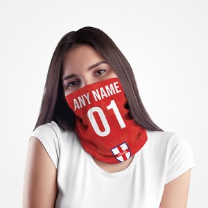 England 1990 Away - Personalised Retro Football Snood - Neck Tube - Neck Scarf - Head Band - Face Mask
