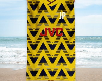 Personalised Retro 1992 Away Shirt Towel, Vintage Football Beach Towel, Britishmadegifts