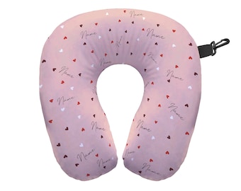 Name All Over - Hearts Neck Pillow - Neck Support Cushion