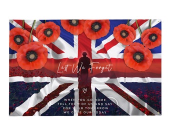 Remembrance Day | Sunset Flag | 5x3ft | Indoor & Outdoor Party Banner | Jubilee Celebration Decoration