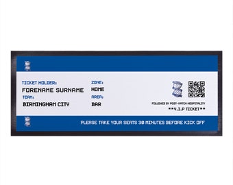 Birmingham City - Ticket Personalised Bar Runner - Officially Licenced