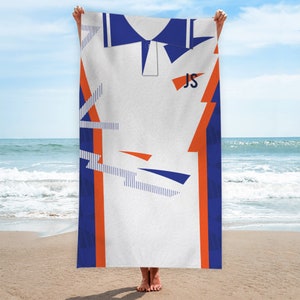 Luton - 1992 Home Shirt - Personalised Retro Beach Towel - 150cm x 75cm