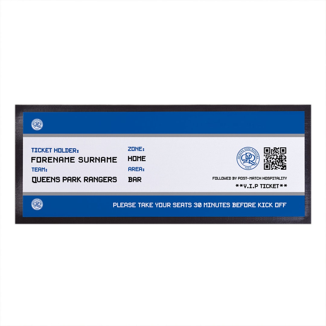 Queens Park Rangers FC - Ticket Personalised Bar Runner - Officially ...