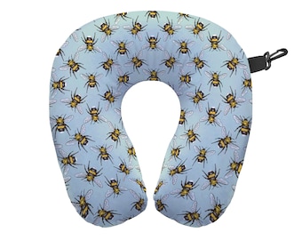 Almofada de pescoço de viagem de abelhas - almofada de apoio de pescoço