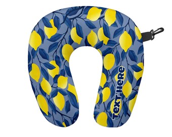 Personalised Lemon All Over Print Travel Neck Pillow - Neck Support Cushion