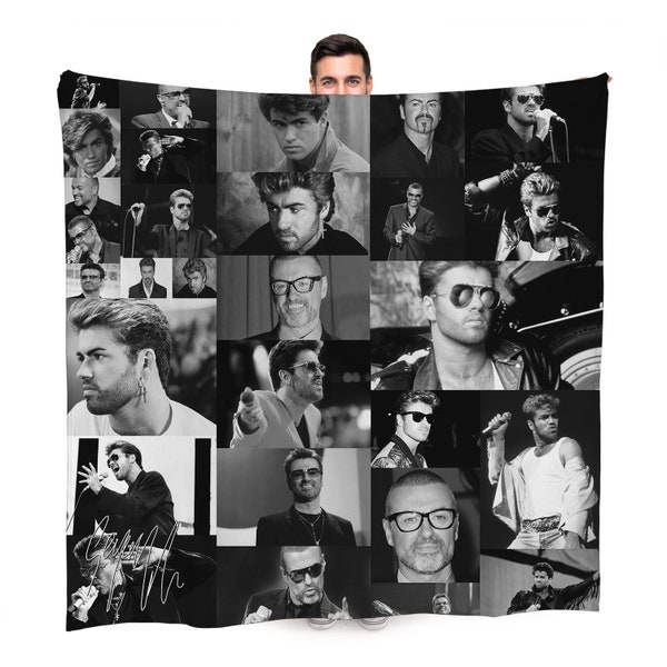 George Michael Celebrity Montage Fleece Throw Blanket | 150cm x 150cm Large Fleece Blanket | Made In England