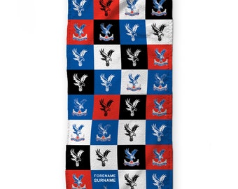 Crystal Palace FC - Chequered - Personalised Lightweight, Microfibre Golf Towel - Officially Licenced