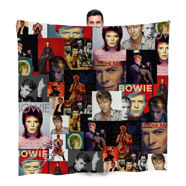 David Bowie Celebrity Montage Fleece Throw Blanket | 150cm x 150cm Large Fleece Blanket | Made In England