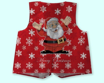 Cartoon Santa Red Waistcoat | Fancy Dress | Novelty Party Dress Up | Christmas Jumper Alternative