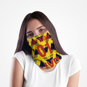 The Gooners 1992 Away - Personalised Retro Football Snood - Neck Tube - Neck Scarf - Head Band - Face Mask