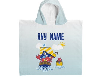 Gepersonaliseerde kinderhanddoek met capuchon - Piratenkrab