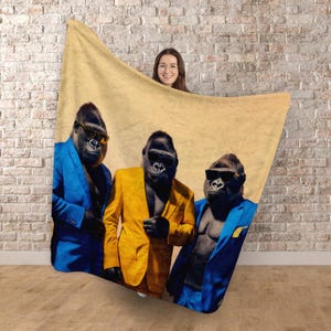Gorillor i kostymer - Fleecefilt 150 cm x 150 cm