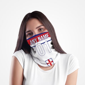 England 1982 Home - Personalised Retro Football Snood - Neck Tube - Neck Scarf - Head Band - Face Mask