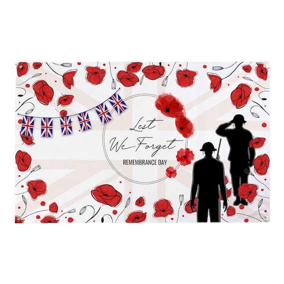 Remembrance Day Flag Lest We Forget - 5ft X 3ft Poppy Flag, UV ...