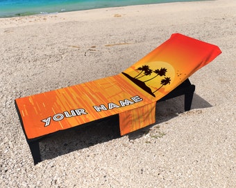 Personalised Island In The Sun Design - Full Length Sun Lounger Towel with Pockets