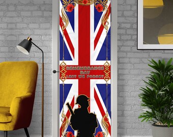 Remembrance Day - Gold Edge Flag - Door Banner- Poppy - Party Banner