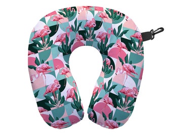 Exotic Flamingos Travel Neck Pillow - Neck Support Cushion