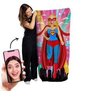 Personalised Lightweight, Microfibre Beach Towel - Add your face to Superwomen - Two variants - 150cm x 75cm