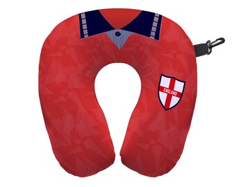 Personalised England 1990 Away Travel Neck Pillow - Neck Support Cushion