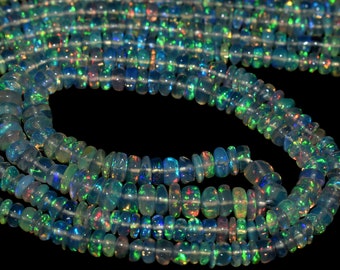 Full Hank of 5-9mm Ethiopian Welo Opal Smooth Rondelle Natural Gemstone Beads SKU#19727 CLOSEOUT SALE Total 1 Strands of 16 Inches