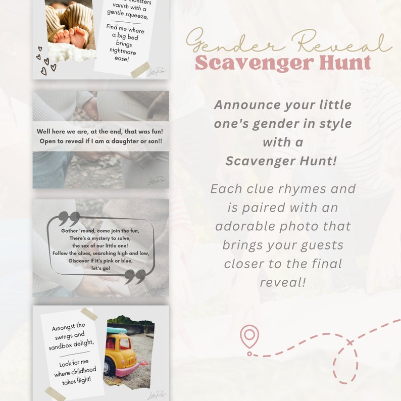 Gender Reveal Scavenger Hunt Printable Rhyming Clues With Pictures Baby ...
