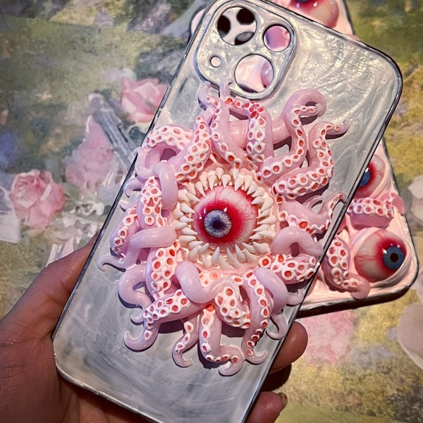 Cthulhu Phone Case Goth Phone Case 3D Horror Eyes Phone case Handmade designer decoden iPhone Samsung custom phone case witchy phone case