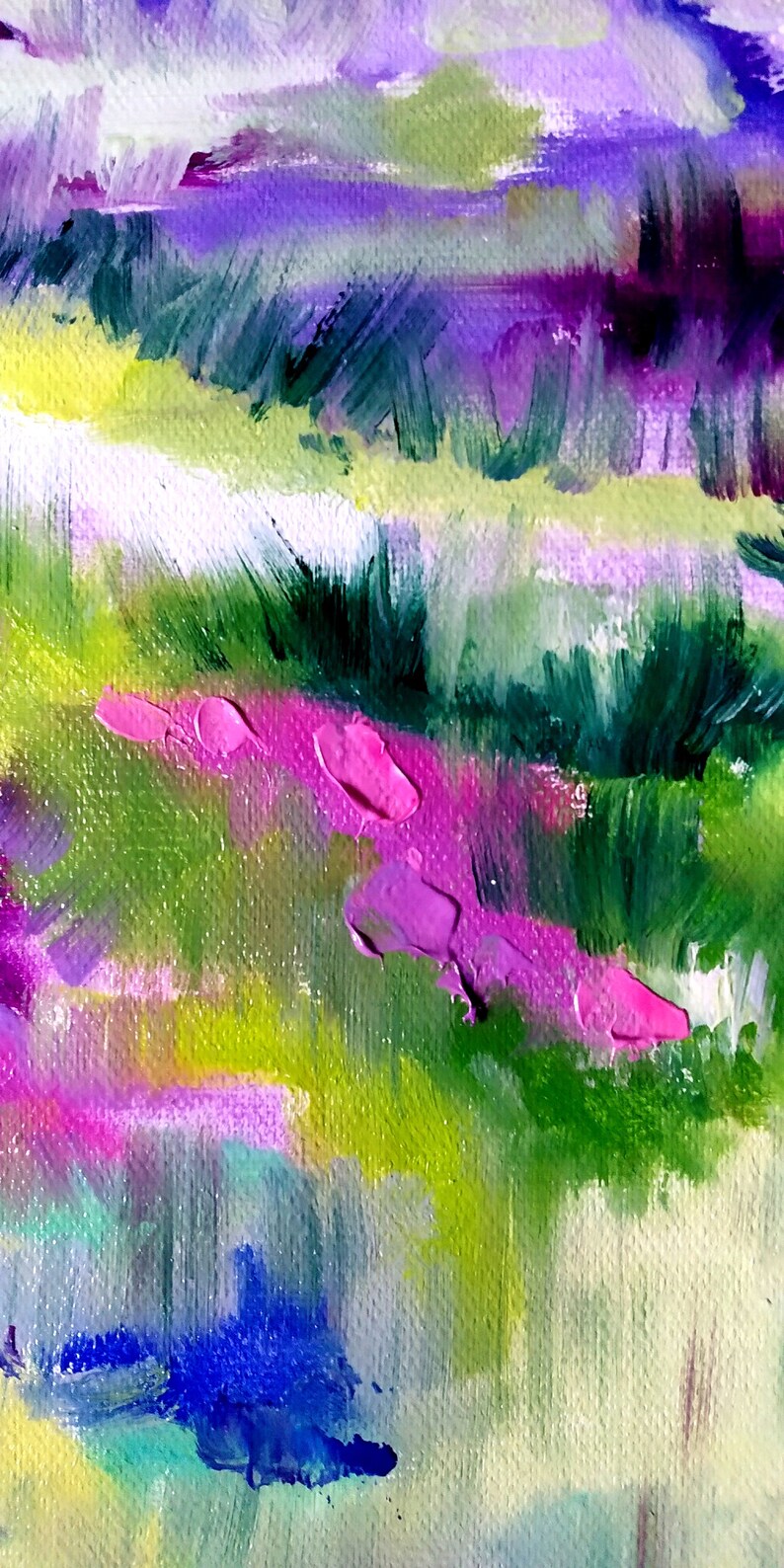 Tuscany Landscape Preppy Painting Lavender Field Original Art Etsy