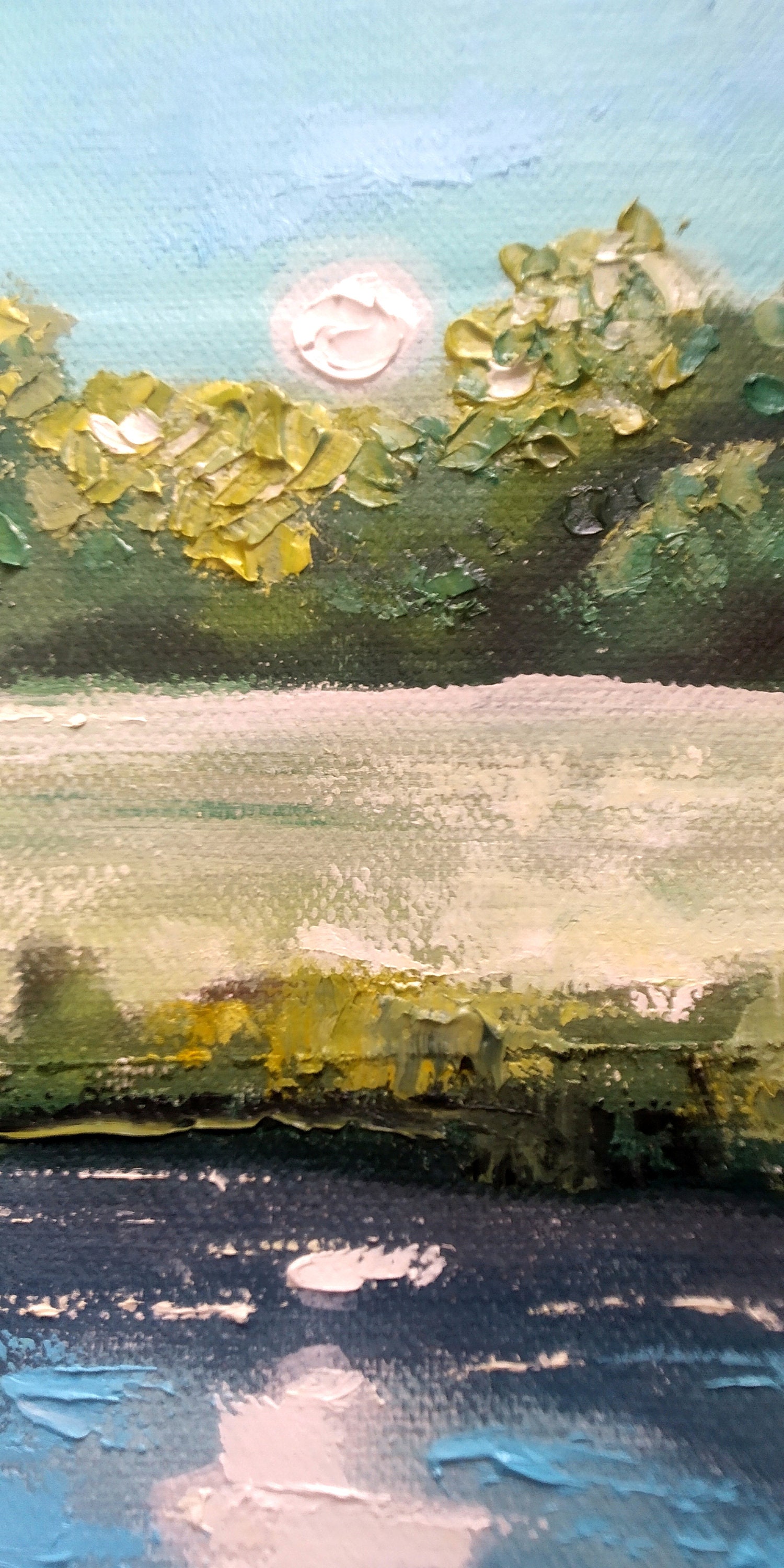 Landscape Painting Field Hand Painted Original Art Oil Impasto Palette