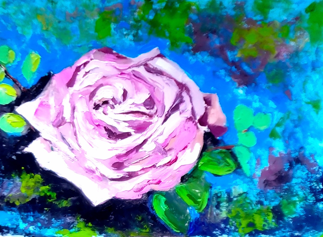 Rose Hand Painted Flower Original Art Impasto Palette Knife Bouquet in ...