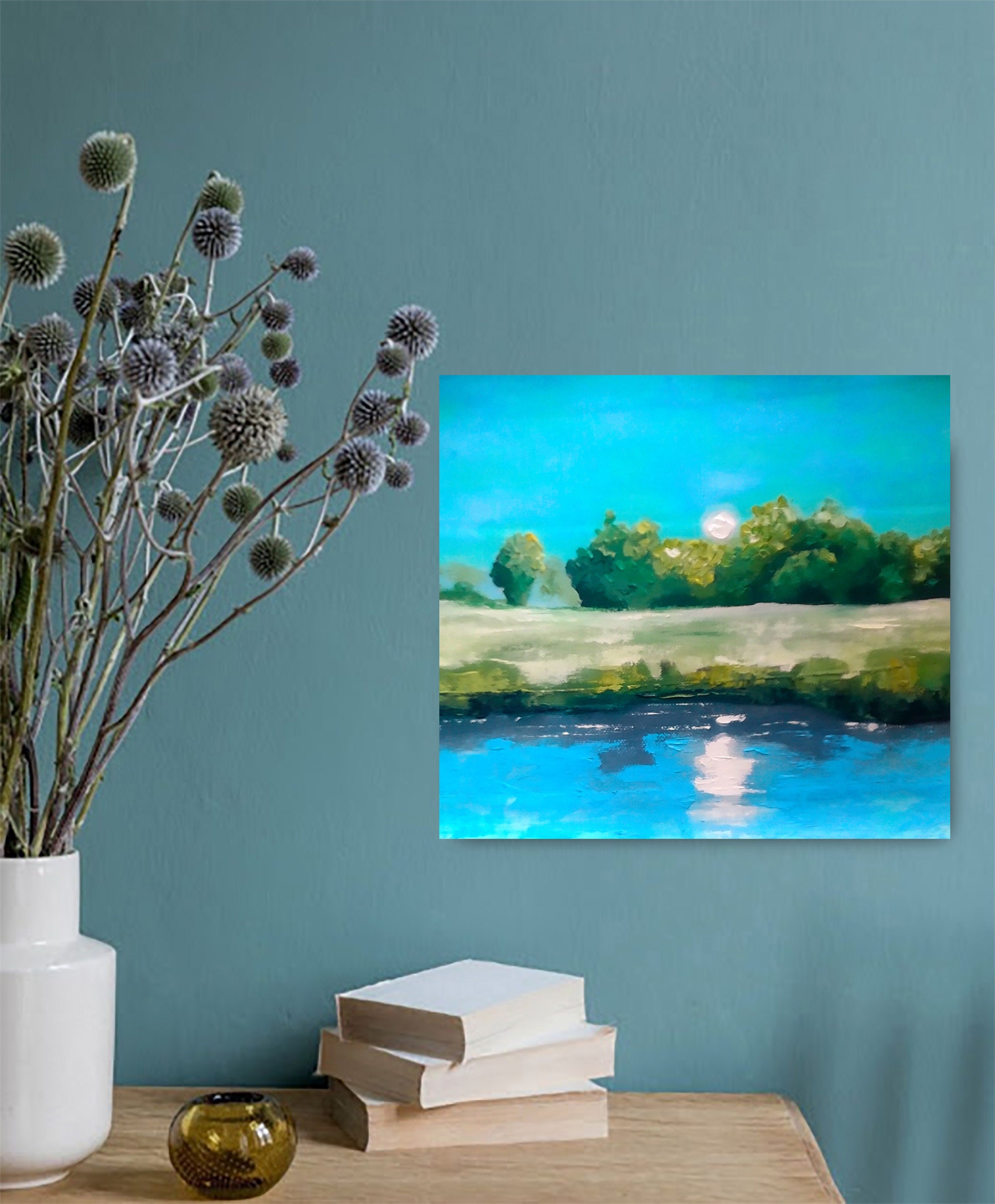 Landscape Painting Field Hand Painted Original Art Oil Impasto Palette