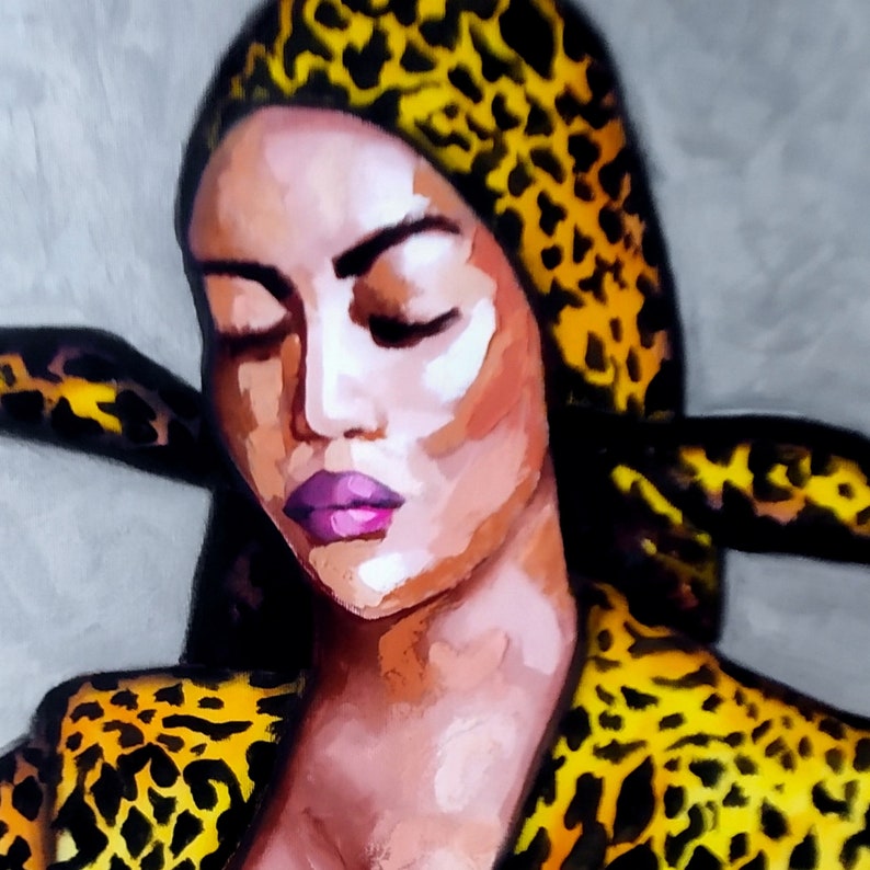 Afro Woman Portrait Painting African American Original Art - Etsy