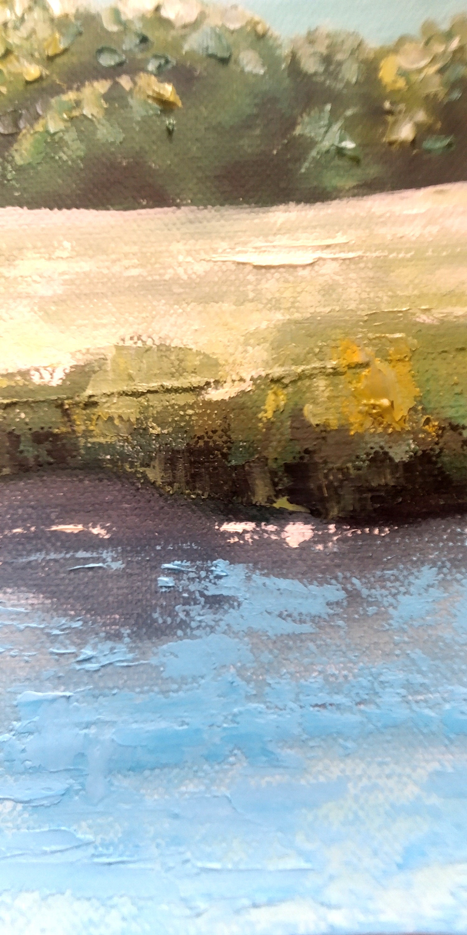 Landscape Painting Field Hand Painted Original Art Oil Impasto Palette