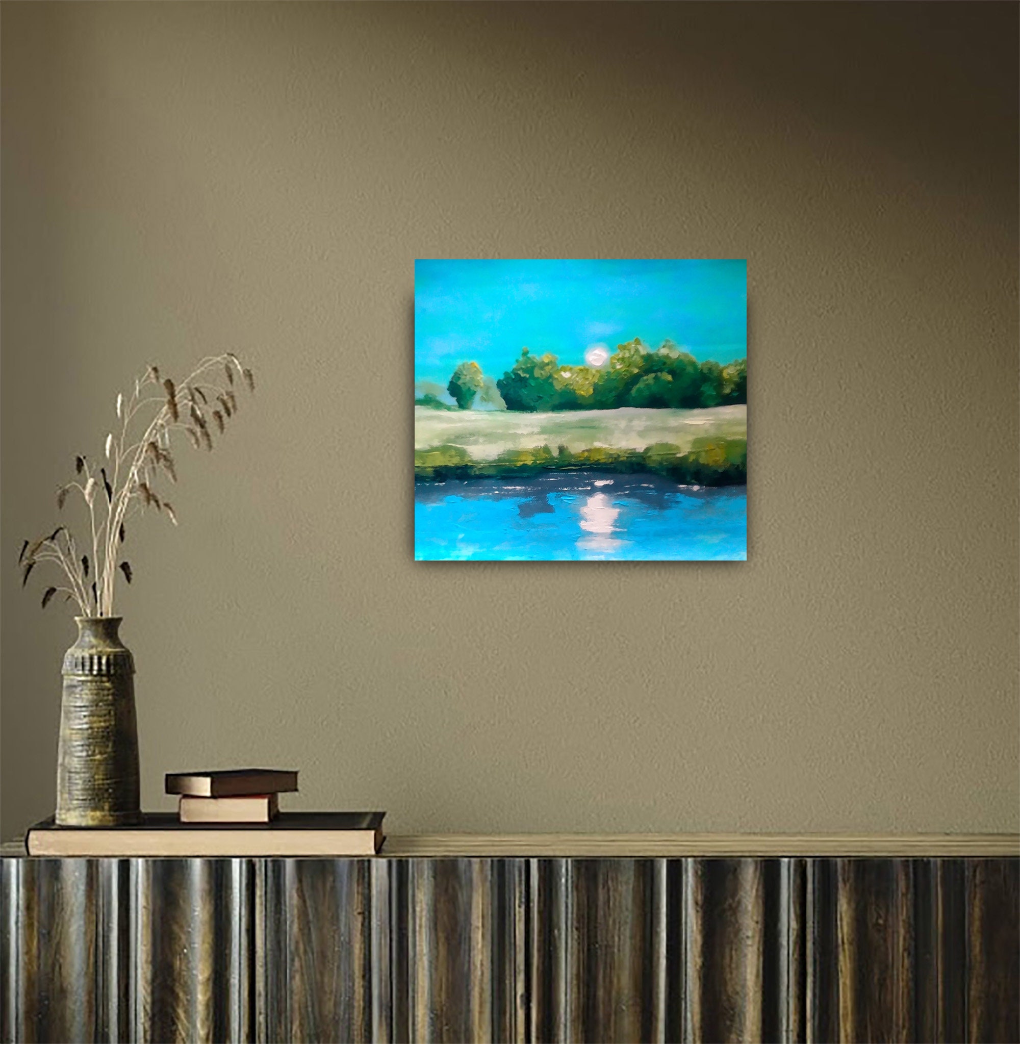 Landscape Painting Field Hand Painted Original Art Oil Impasto Palette