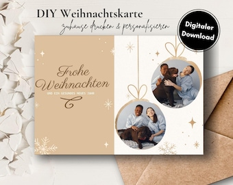 Christmas card personalized for printing - Christmas card customizable with photos - Christmas card handmade - Digital download
