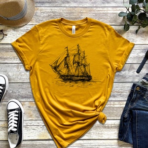 Vintage Nautical Ship Shirt, Retro Boat Tee, Vintage Sailboat T-shirt, Nautical Graphic Tee, Ocean Lover Gift