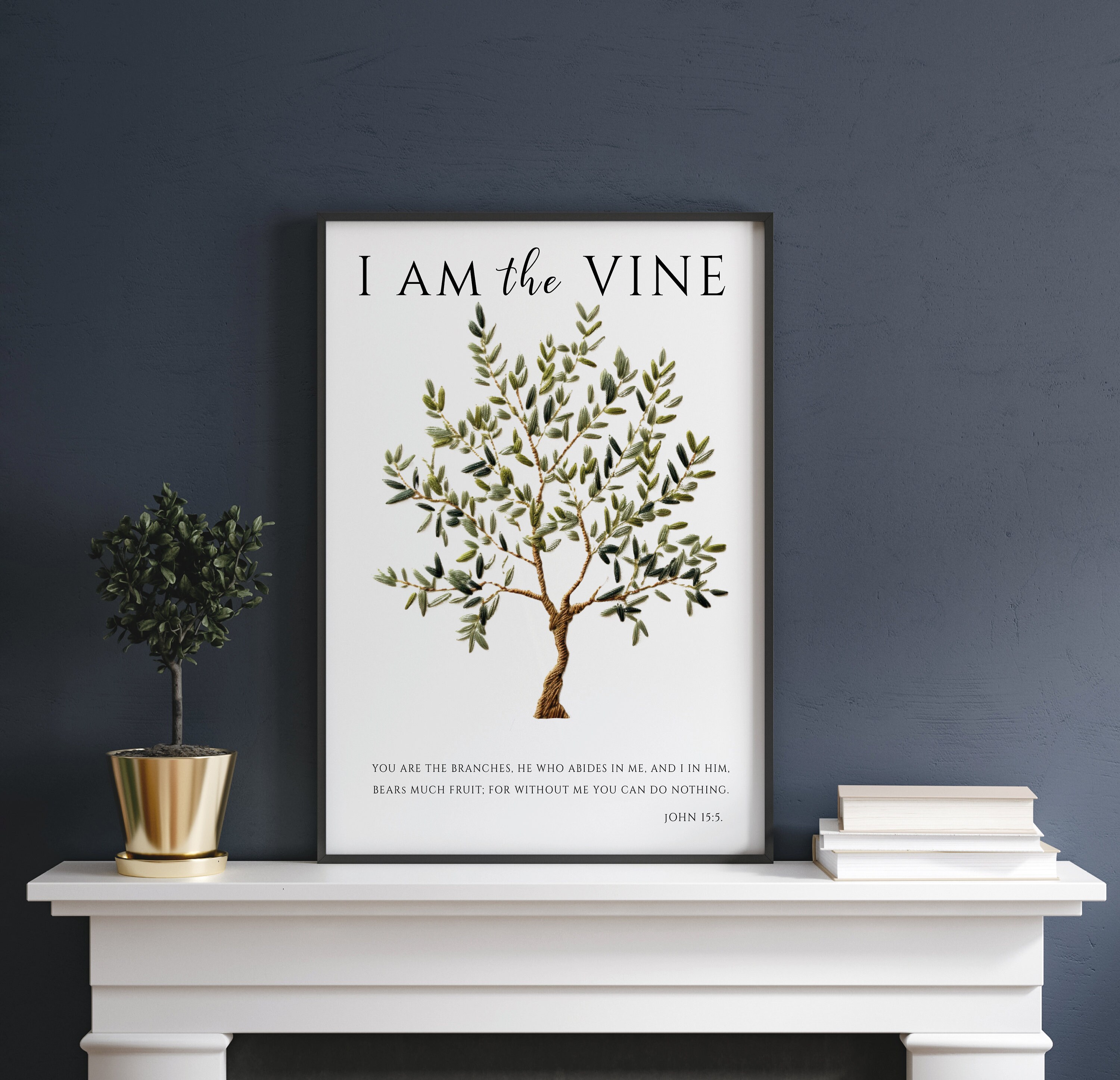 I Am the Vine Wall Art, Framed Bible Verse, I Am the Vine Art ...