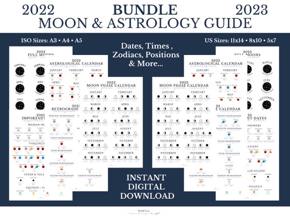 2023 Astrological Calendar 2022/2023 Moon & Astrology Guide Bundle Spiritual Cheat | Etsy India