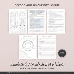Natal Chart Worksheets: Simple Birth Chart Mapping, Personal Astrology Insight (Digital Download)