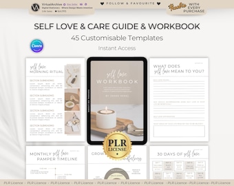 PLR: Self-Love/Self-Care Workbook | Resell | Coaching Templates | SelfHelp | Health | Wellbeing | Spirituality | Positivity | Canva Editable