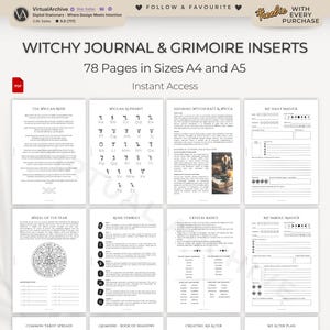 Wiccan/Witchy Journal & Workbook | Grimoire Inserts | Shadow Work | Spell Casting | Magickal Practice | Divination | Tarot | Runes