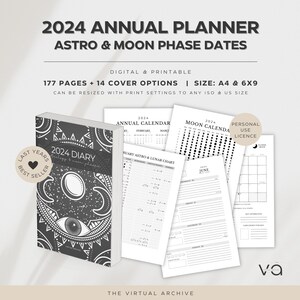 2024 Astro & Moon Weekly Planner | Lunar Cycle | Calendar | Diary | GoodNotes Compatible | Manifestation | 2 Sizes | PDF | Digital Download