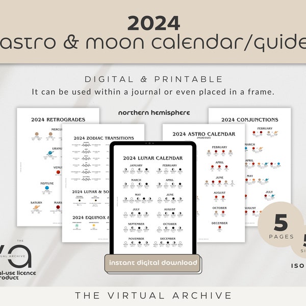 Calendars Moon Cycle 2024 Etsy