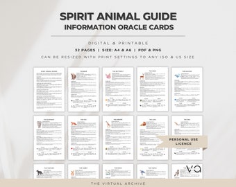 Spirit Animal Guide Info Oracle Cards | Divination Tools | Self-Help | Healing Cards | Spiritual Work | Manifestation | Digital Downloads