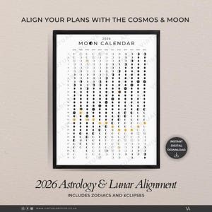 Calendario astrologico e lunare 2026: monitoraggio del ciclo lunare, stampa da parete, scrapbooking fai da te (download digitale)