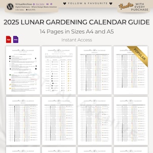 Guía del Calendario Lunar de Jardinería 2025 / Ciclo Lunar / Plantas / Naturaleza / Espiritualidad / Retrógrados / Zodíaco / Astrología / Astronomía / Bruja Verde
