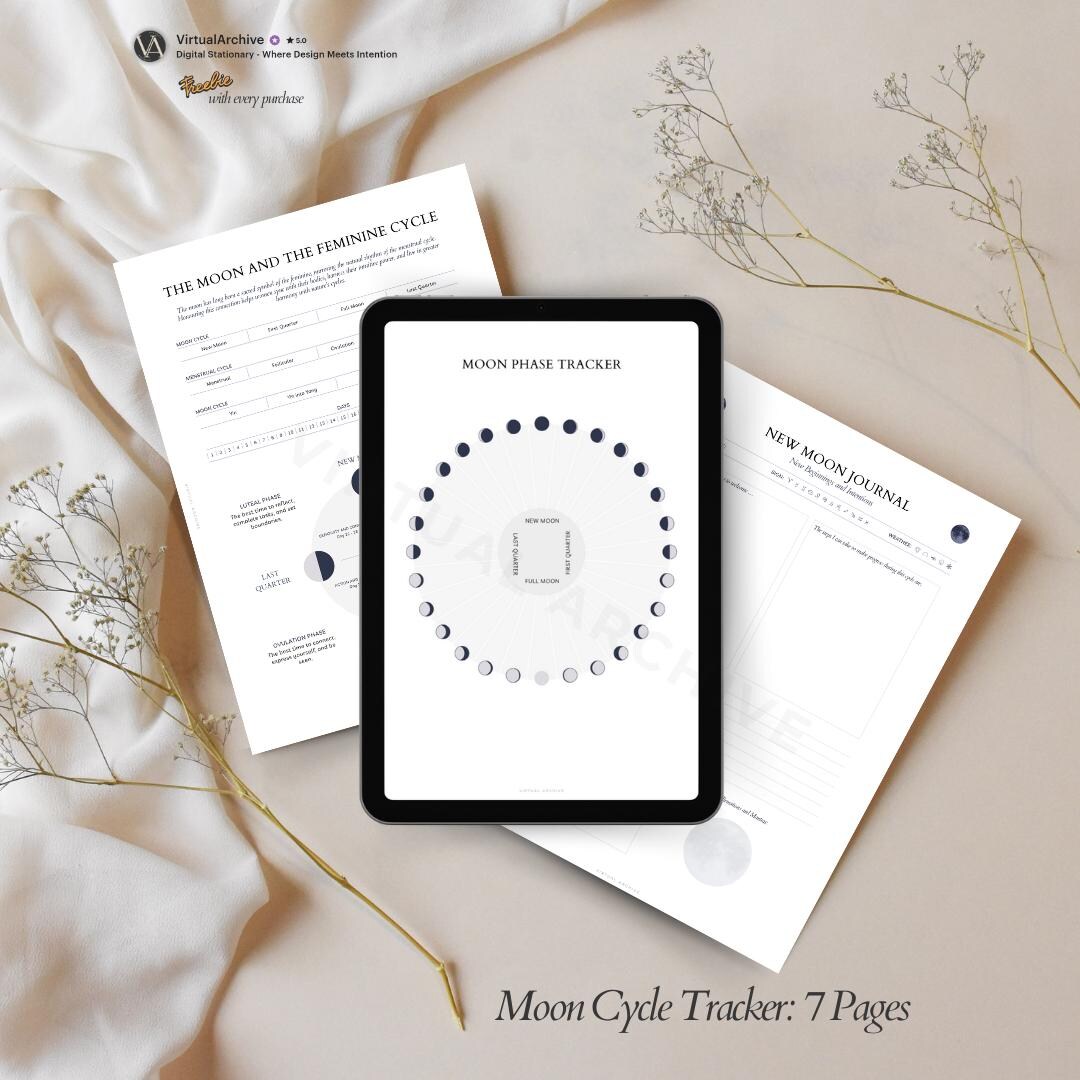 Moon Phase Tracker Printable: Menstrual Cycle, Period Tracker ...